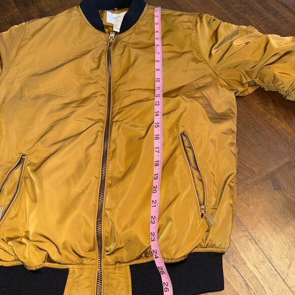 Forever 21 Mustard Yellow Bomber Jacket Satin Lined Oversized Small - Picture 6 of 11